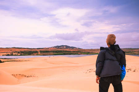 Mui Ne, Vietnam - May 26, 2017: Unidentified People In Sunny Day With Blue Sky On Sand Dune (White Desert) In Mui Ne Vietnam.のeditorial素材