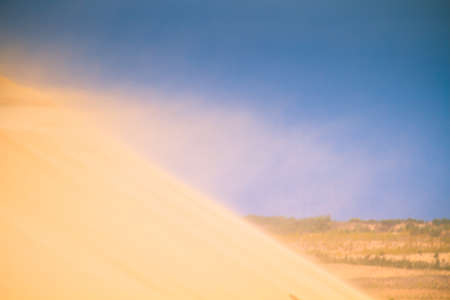 Sunny Day With Blue Sky And Clouds On Sand Dune (White Desert) At Mui Ne Vietnam.の写真素材