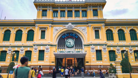 Ho Chi Minh City, Vietnam - May 27, 2017: Unidentified Tourists Near General Post Office It Was...