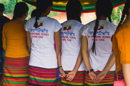 Loi Kaw Wan - Shan State Army(SSA), Burma - May 21: Unidentified People Dress Up Beautifully In A Shan State Army Day On May 21, 2017 At Loi Kaw Wan, Muang Sad In Shan State Army(SSA), Burma.のeditorial素材