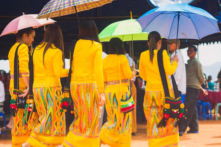 Loi Kaw Wan - Shan State Army(SSA), Burma - May 21: Unidentified People Dress Up Beautifully In A Shan State Army Day On May 21, 2017 At Loi Kaw Wan, Muang Sad In Shan State Army(SSA), Burma.のeditorial素材