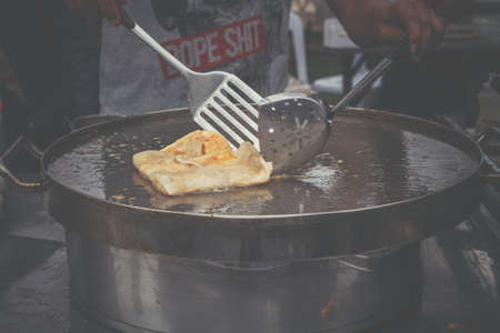 Dessert Roti With Egg And Banana For Dessert Traditional Food.の写真素材