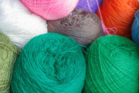 Multi-colors silks dye thread material for woven silk handicraft.の写真素材