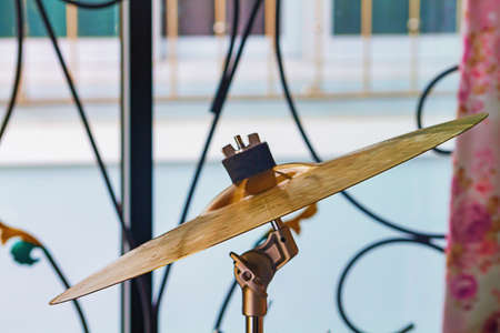 Close-Up Image Of Brass Cymbal In Studio.の写真素材