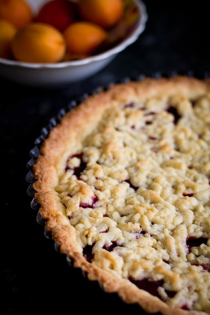 Homemade tart with blueberriesの写真素材
