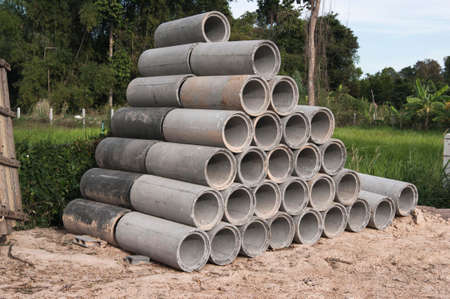 concrete pipe construction asbestos pipes for drain in construction siteの写真素材