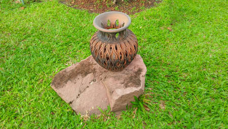 jar of lawn in the gardenの写真素材