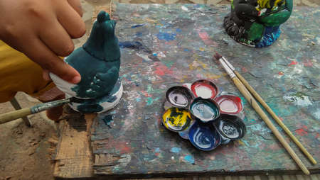 activities child paint statueの写真素材