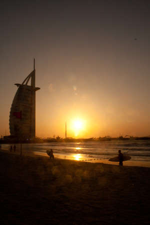 Surfing people near Burj Al Arab の写真素材