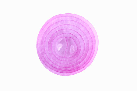 Shallot slice on white background, Red onion cut half texture background.の写真素材