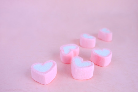 Group of marshmallow on pink background, Pastel background, Love backgroundの写真素材