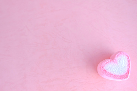 Heart marshmallow on pink background, Pastel background, Sweet backgroundの写真素材