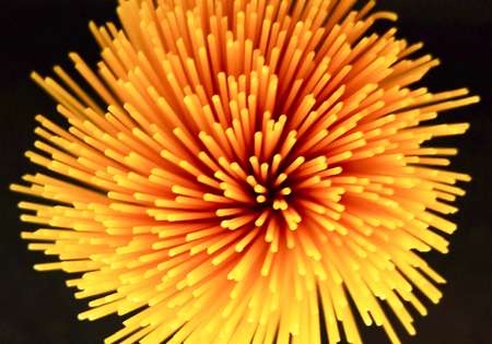 top view raw spaghetti fireworkの写真素材