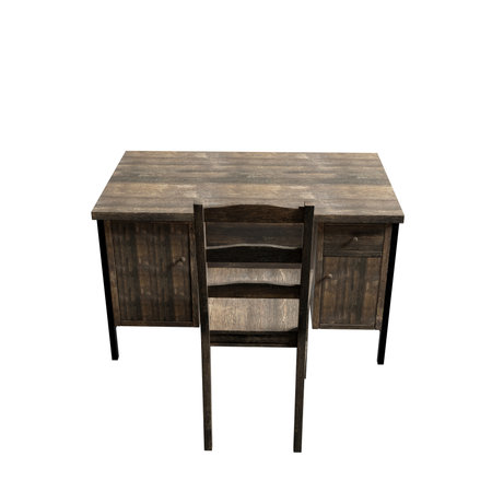 3D Rendering old table classrom on white backgroundの写真素材