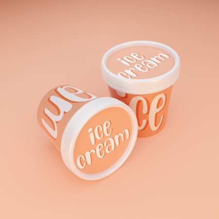 3D rendering orange icecream cup with lidの写真素材