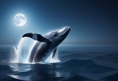 Whale jumping out of the waterの素材