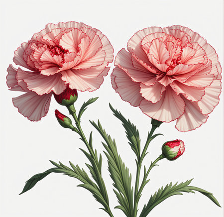 carnation on white backgroundの素材