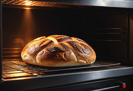Sourdough bread placed in the ovenの素材