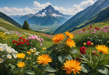 flower in mountainの素材