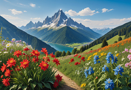 flower in mountainの素材