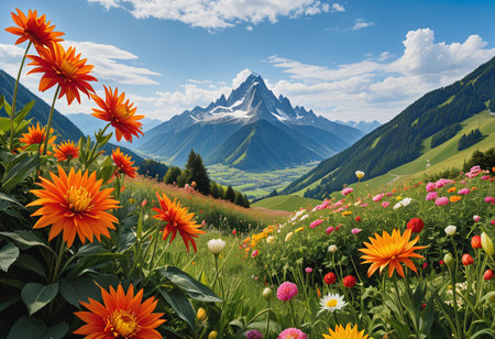 flower in mountainの素材