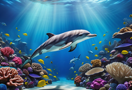 dolphins under the seaの素材