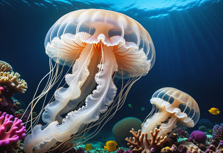 jellyfish under the seaの素材