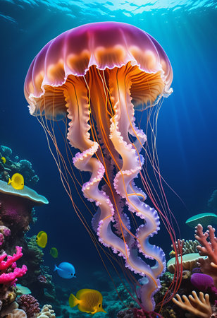 jellyfish under the seaの素材
