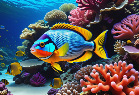 Beautiful colorful underwater fishの素材