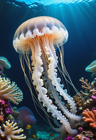 jellyfish under the seaの素材