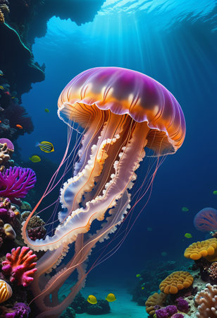jellyfish under the seaの素材