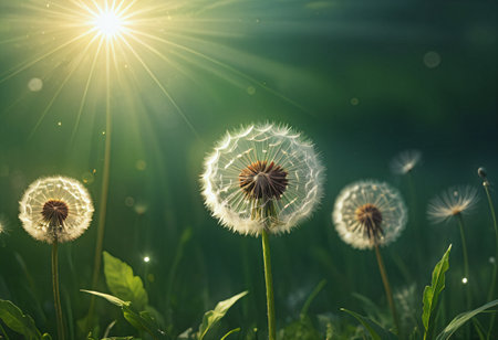 dandelion in morningの素材