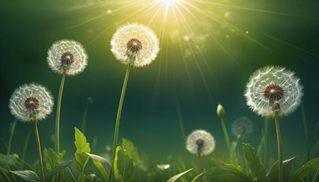 dandelion in morningの素材