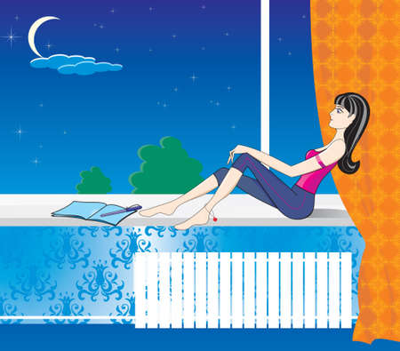 girl at the windowのイラスト素材