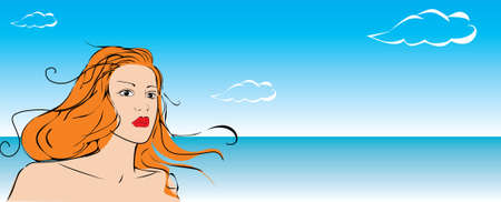 Beautiful woman vector portraitのイラスト素材