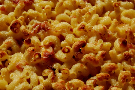Golden brown pasta layer freshly bakedの写真素材