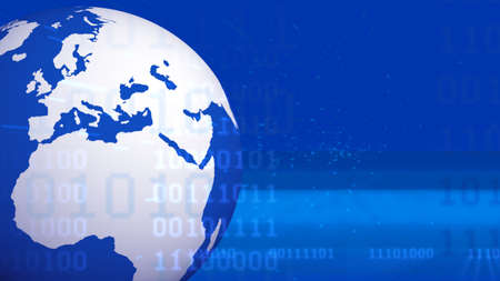 Background with numbers and globe.の写真素材