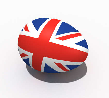 Easter egg painted in the colors of the British flag.の写真素材