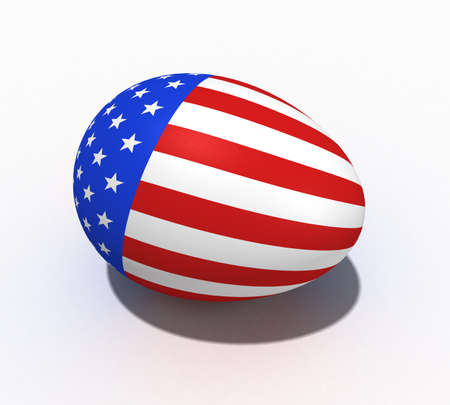 3-d model easter eggs in colors of a flag of USAの写真素材