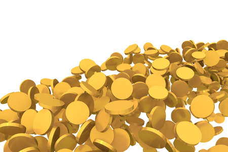 Background on a theme "finance". Are represented a loose of gold coins.の写真素材