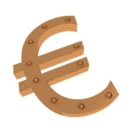 Three-dimensional model of a mark "euro" with jewels.の写真素材