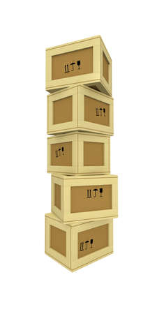 Three-dimensional model - carelessly combined packing-cases.