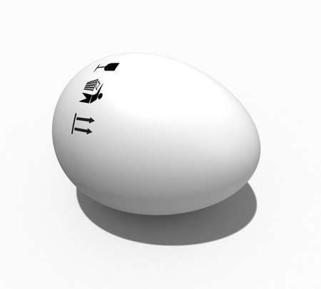 3-d model eggs with the symbols of packing put on a shell