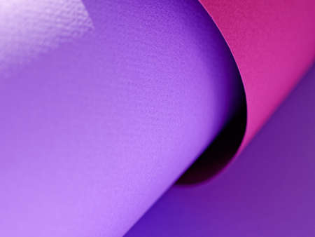 Abstract background made of red and purple sheets of thick paper twisted together. Shallow depth of field.の写真素材