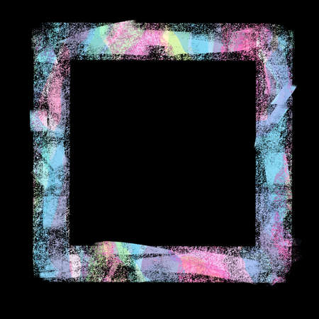Abstract square frame in grunge style isolated on black background. Copy space.の写真素材