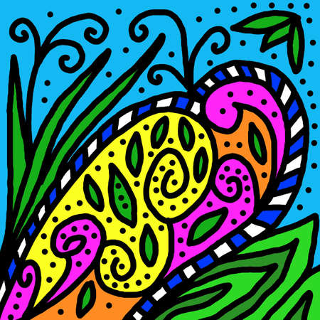 Floral Graphic Nature Art doodleの写真素材