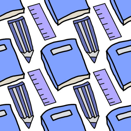 Books Rulers and pencils seamles repeat pattern texture print project designの写真素材