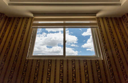 The clouds outside the window