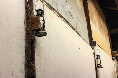 Gas lights in the ancient cityの写真素材