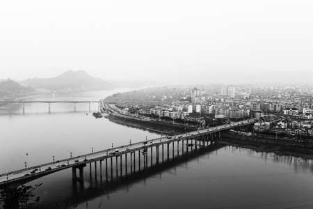 Overlooking the ancient city of Langzhongのeditorial素材